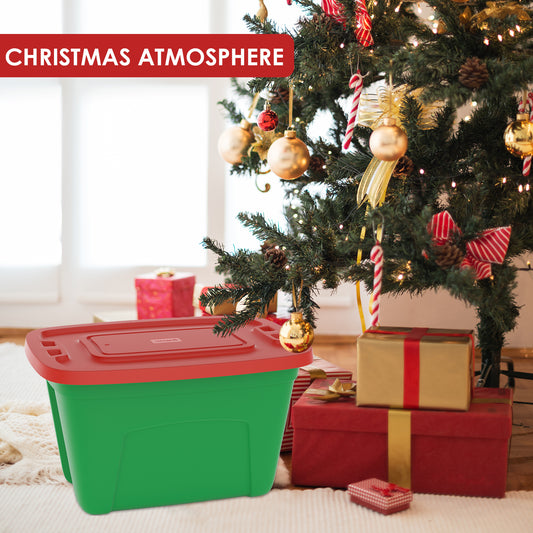 Simplykleen-4-Pack Christmas Storage Totes with Lids (Red/Green), 18-Gallon (72-Quart) Organization Bins, 25.50" x 17.00" x 15.25", Holiday Organizer, Plastic Storage Container Nearly Unbreakable  Made in the USA